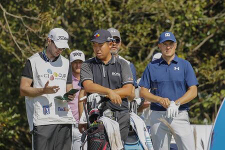Oct 20, 2019-Jeju, South Korea: Byeong Hun An and Jordan Spieth action on the green during an PGA...
