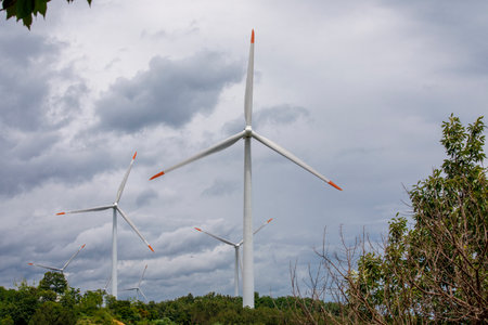 Wind power plant operation for elictricity production.の写真素材