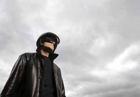 Male model poses as a pilotの写真素材
