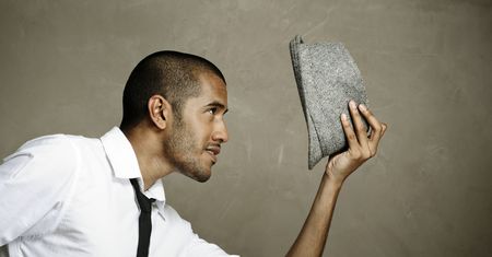 Male model is well pleased with his fedora