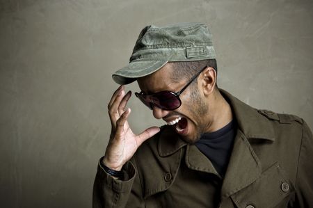 Fashion model displays frustration and screams