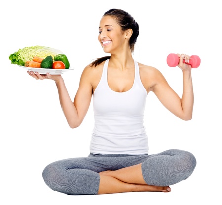 diet and exercise, healthy lifestyle woman isolated on white background diet and exercise, healthy lifestyle woman isolated on white background