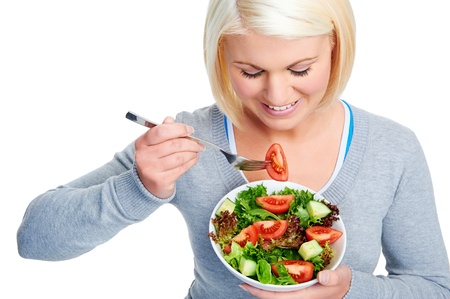 salad woman diet healthy eating happy and slimの写真素材