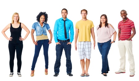 group of real people casual diversity isolated on white background