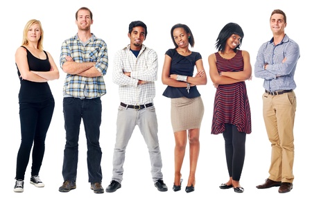 group of real confident people smiling arms crossed isolated on white group of real confident people smiling arms crossed isolated on white