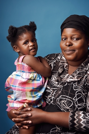 Real African mother and child portrait in studioの写真素材