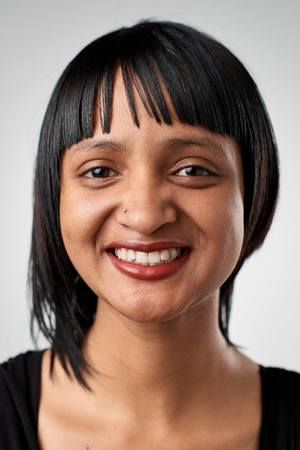 Real indian woman smiling portrait full collection of diverse facesの写真素材