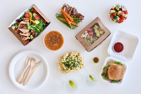 Different options variety assortment of takeout food gourmet takeawaysの写真素材