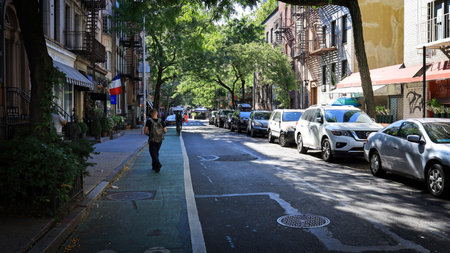 New York, NY, USA - Dec 21, 2020: View of Prince Street in the SOHO neighborhood of Manhattan