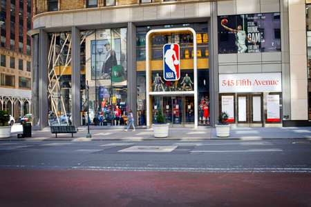 New York, NY, USA - July 14, 2021: National Basketball Association (NBA) store entrance on Fifth...