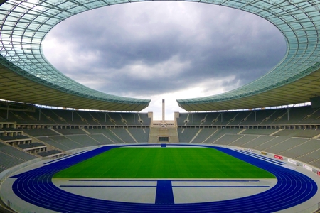 olympiastadion with cloudy skyのeditorial素材