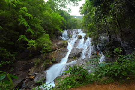 Ngao waterfall is located in Ranong, Thailandの写真素材