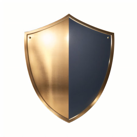 Gold shield isolated on a white background. AI Generatedの素材