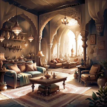 AI Generated of the interior of the Arabian style living room.の素材