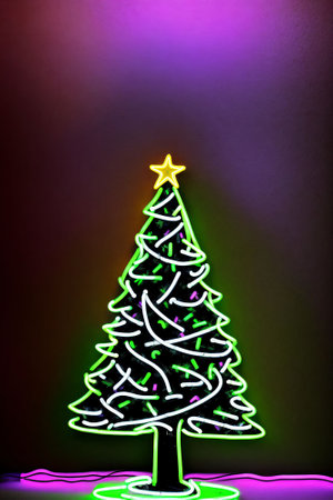 Golden Christmas tree with bright lights wallpaper banner xmasの素材