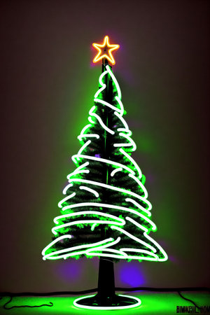 Golden Christmas tree with bright lights wallpaper banner xmasの素材