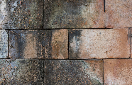 Background of old vintage brick wall in redの写真素材