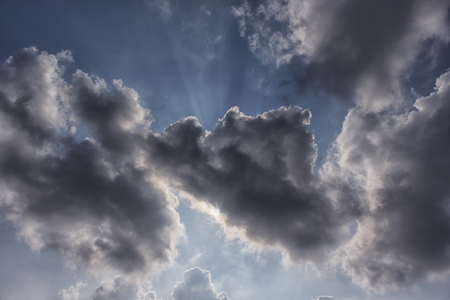 Black and white cloud in blue skyの写真素材