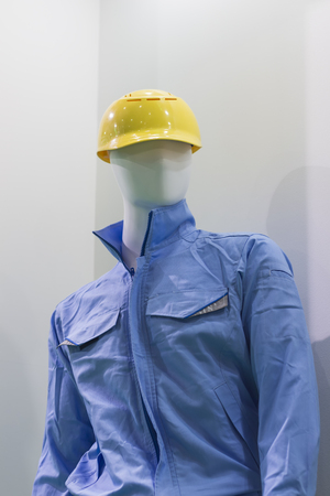 mannequin with a Safety helmet  and blue uniform ; Working Hard Hat;Personal Protection Equipment PPEの写真素材