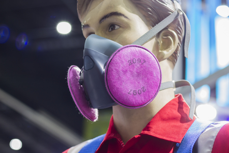  a gas filter mask show in an exhibition