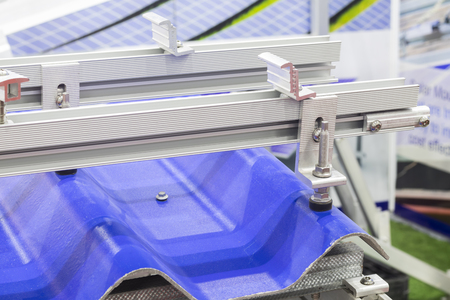 Mounting Clamp of Solar panel ; Installationの写真素材