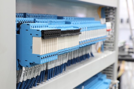 wired electrical board with terminals for industrial machine