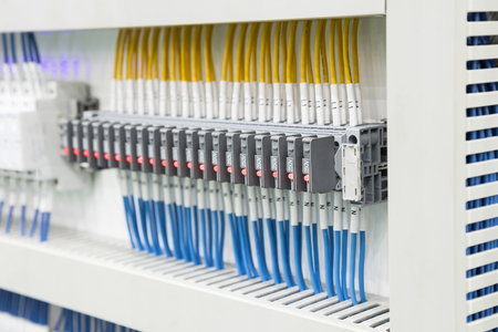 wired electrical board with terminals for industrial machine