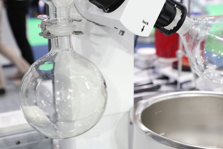 A rotary evaporator  in chemical laboratory : for removal of solvents from samplesの写真素材