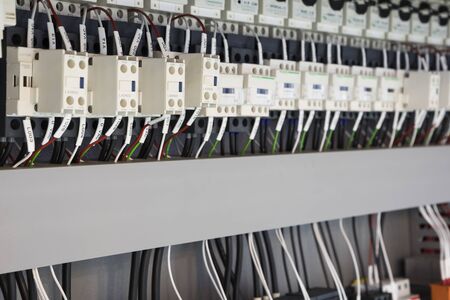wired electrical board with terminals for industrial machine 