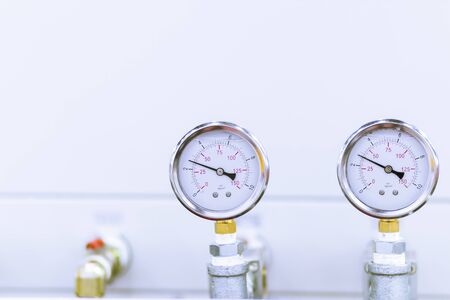 Air Pressure gauge behind machines ; For ensure pressure from main pipe of factory ; industrial...