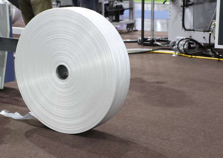 roll of industrial plastic as material for plastic bagの写真素材