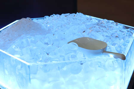 Many kind of cube ice  from ice making machine ; food and drink industrial backgroundの写真素材