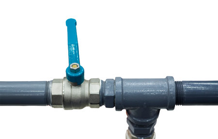 industrial pipe valve in close position for water or pressure air ; industrial backgroundの写真素材