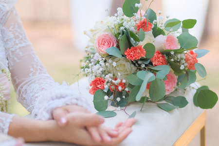 bouquet of flowers in wedding ceramonyの写真素材