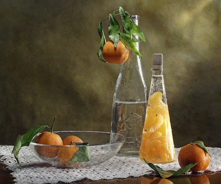 Still life with fresh tangerinesの写真素材