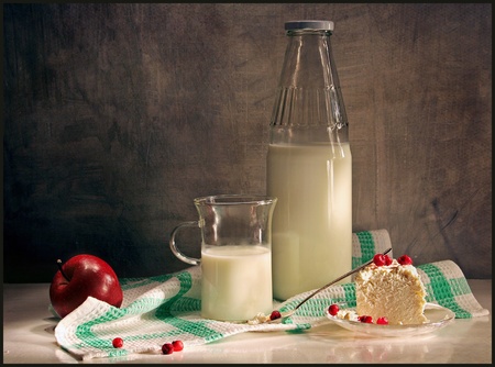 Still life with milk, の写真素材