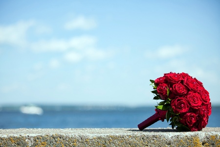 bouquet and the skyの写真素材