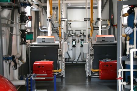 Interior of independent block gas boiler-houseの写真素材