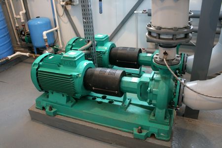 Group of powerful pumps in modern boiler-houseの写真素材