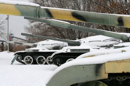 Tanks on eternal parking in winter park