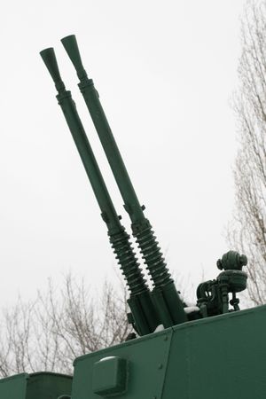 The antiaircraft coupled gun on eternal parking in winter park