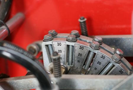 Detail of the mechanism with a digital scale