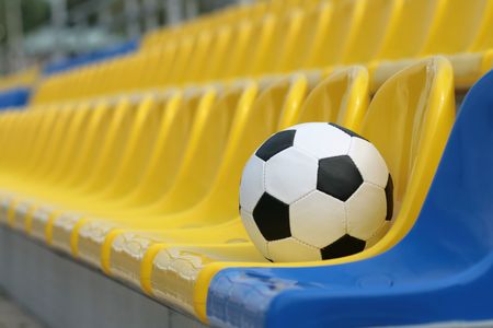 football pending a match on tribunesの写真素材