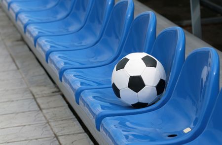 football pending a match on tribunesの写真素材