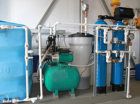 The equipment of chemical processing of water for independent boiler-houseの写真素材