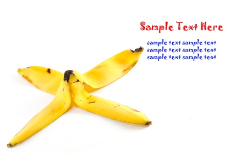 Banana skin isolated on white backgroundの写真素材