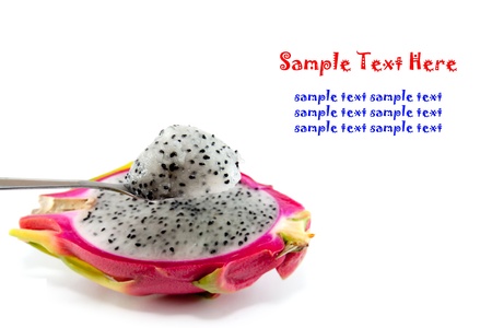 half part of dragon fruit on white backgroundの写真素材