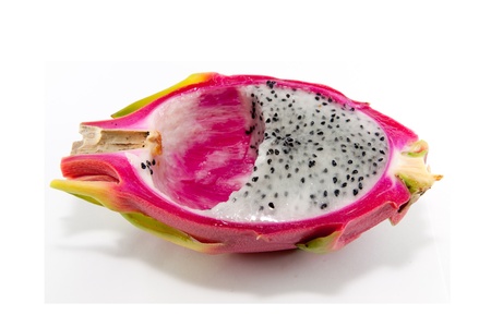 half part of dragon fruit on white backgroundの写真素材