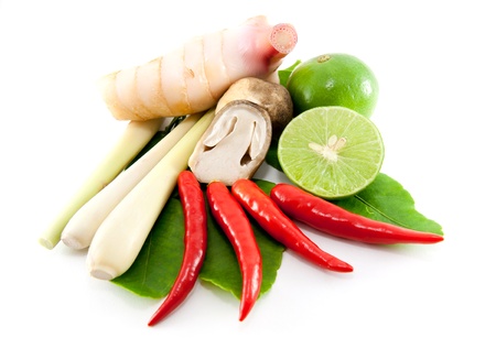 group of Tomyum(Thai food) seasoning ingredientsの写真素材