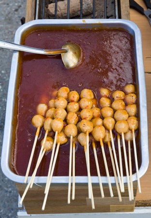 meatball grill with sauceの写真素材